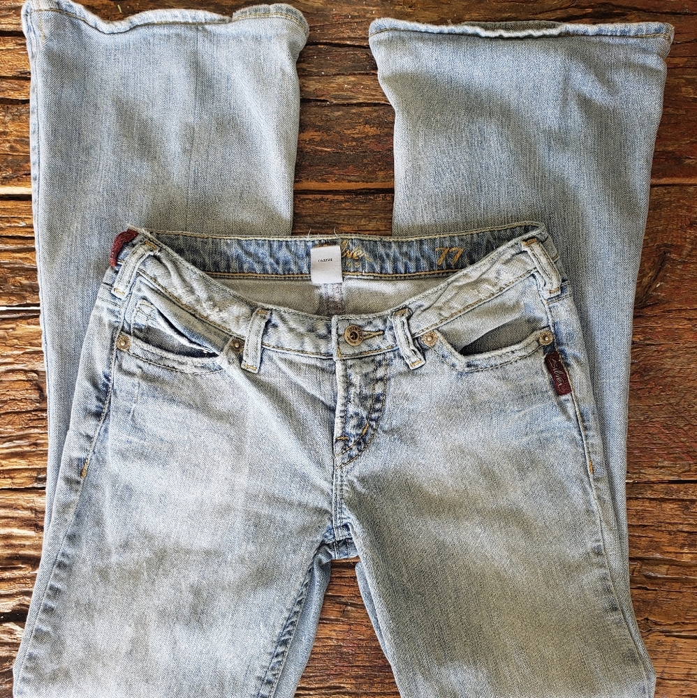 💖Womens Silver Buckle Jeans #8